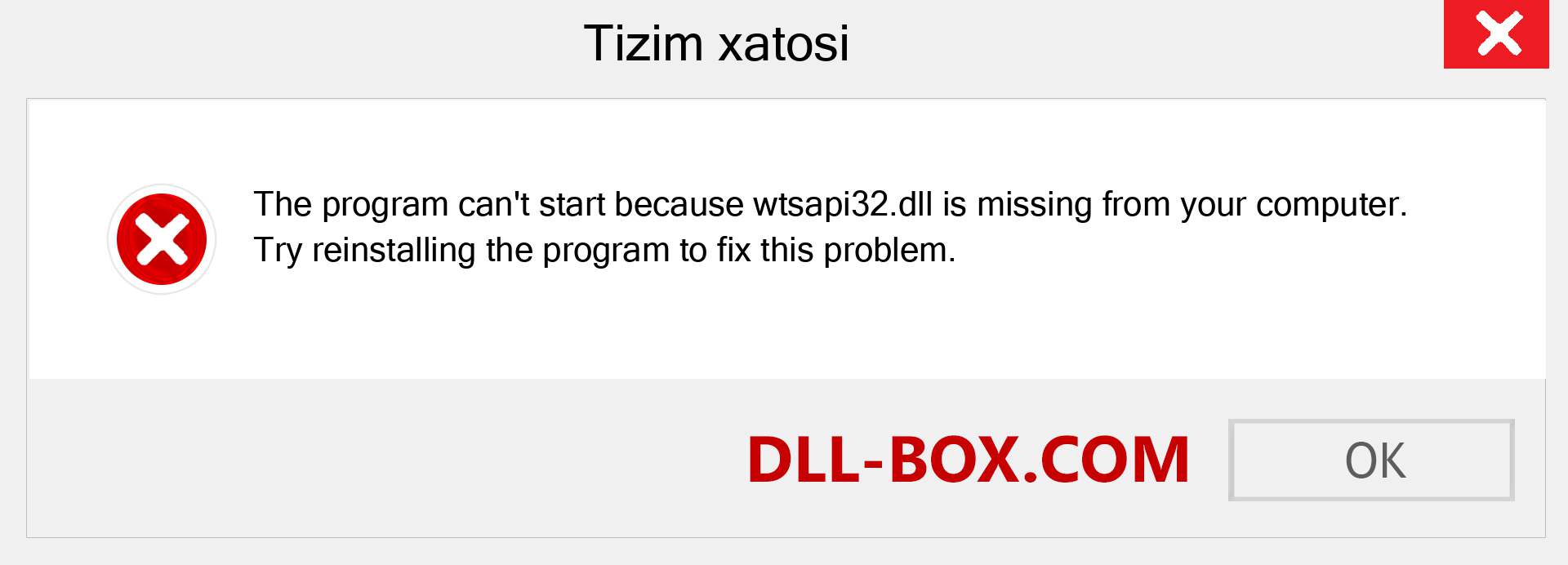 wtsapi32.dll fayli yo'qolganmi?. Windows 7, 8, 10 uchun yuklab olish - Windowsda wtsapi32 dll etishmayotgan xatoni tuzating, rasmlar, rasmlar